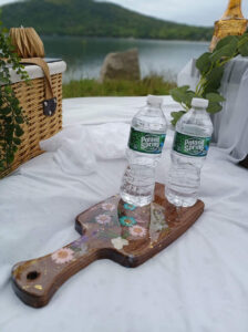 Bottles of water on the picnic table