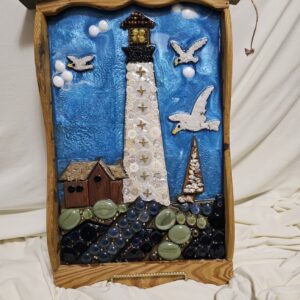 Upcycle Lighthouse Mosaic with Resin Wall Decor
