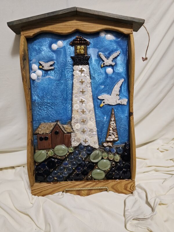 Upcycle Lighthouse Mosaic with Resin Wall Decor
