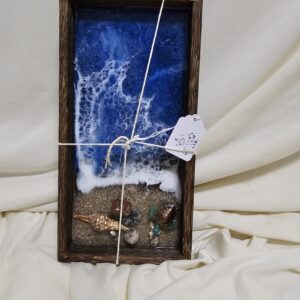 ocean resin tray with sea turtle