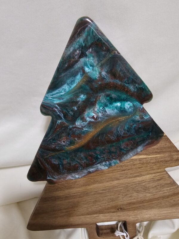 Medium Christmas tree charcuterie board with resin