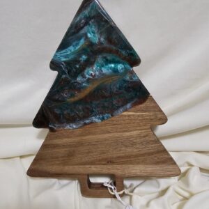 Medium Christmas tree charcuterie board with resin