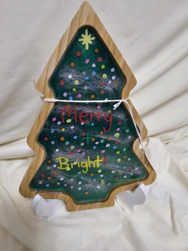 Christmas Tree Charcuterie hand painted. Merry & Bright Cookies for Santa Board.