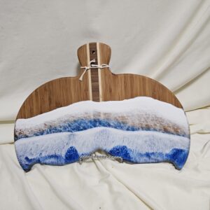 Ocean Resin Charcuterie Board made of Bamboo Whale Tail Shape