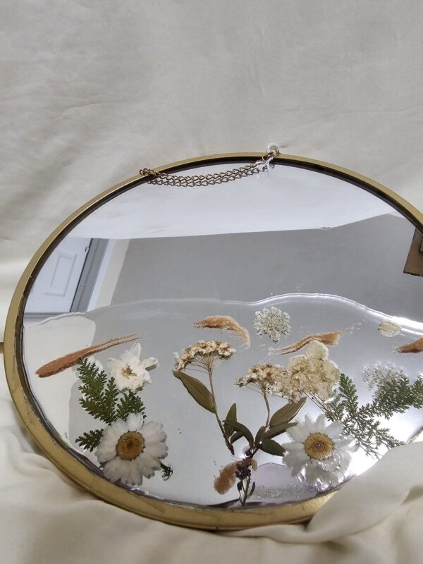 Floral Mirror with Resin Golden