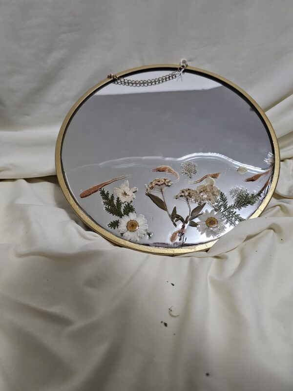 Floral Mirror with Resin Golden