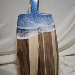 Paddle Shaped Ocean Resin Charcuterie Board made of Bamboo