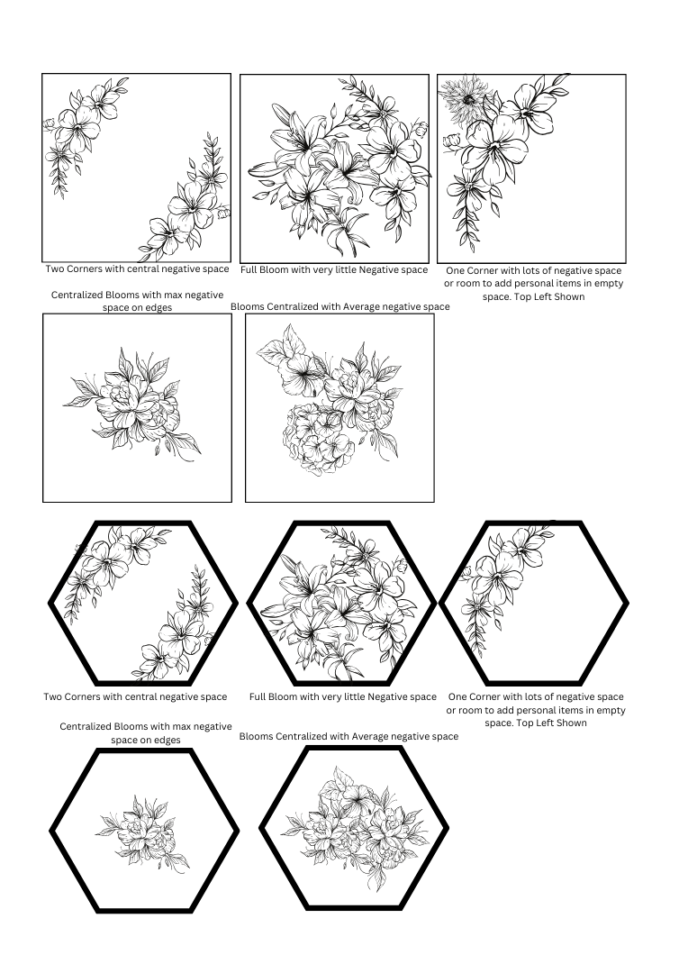 Pictures of layout design for flowers in Square and Hexagon